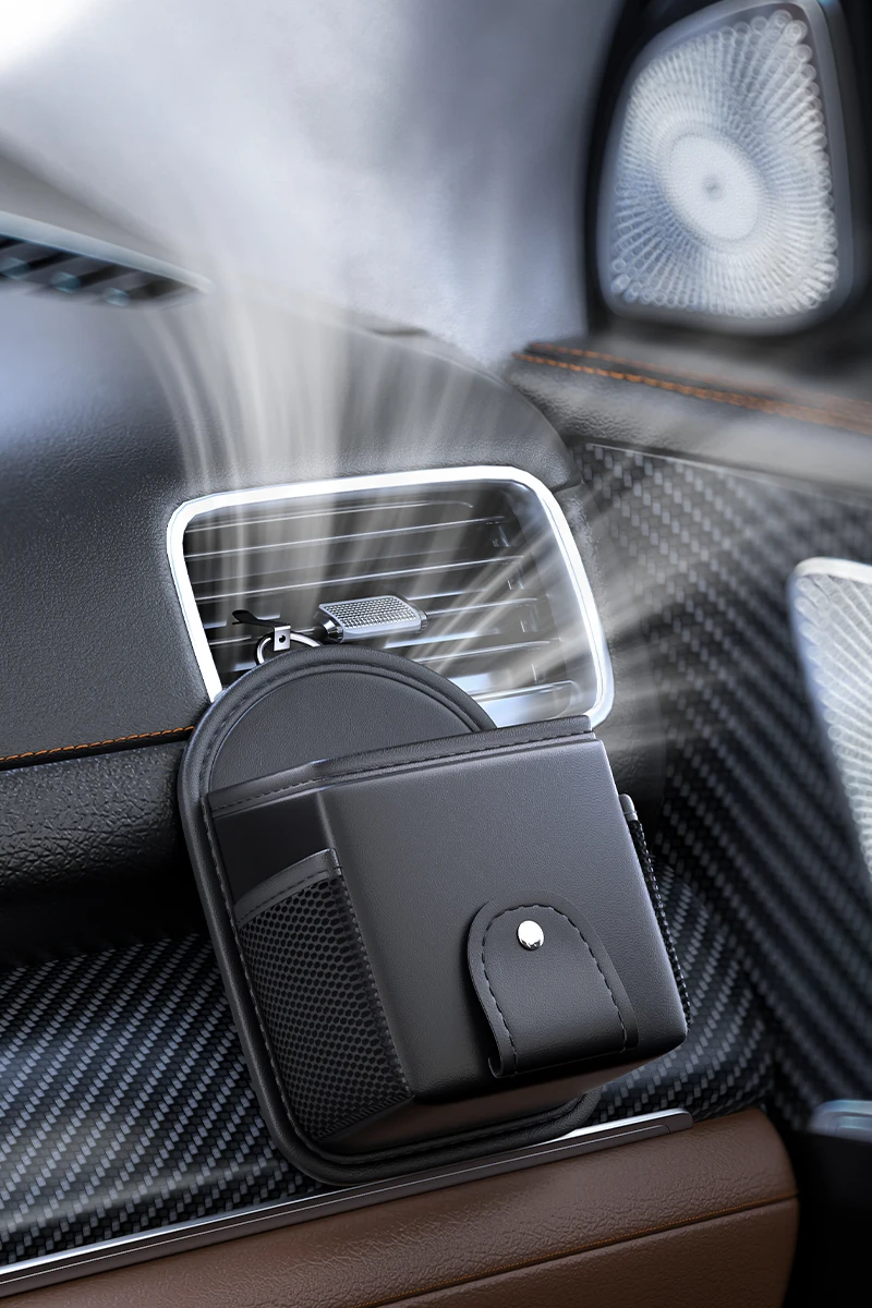 Car Air Outlet Storage Bag, Vehicle Dashboard Pocket for Phone Power Pank Keys Money Cards, Double-Layer Storage Bag