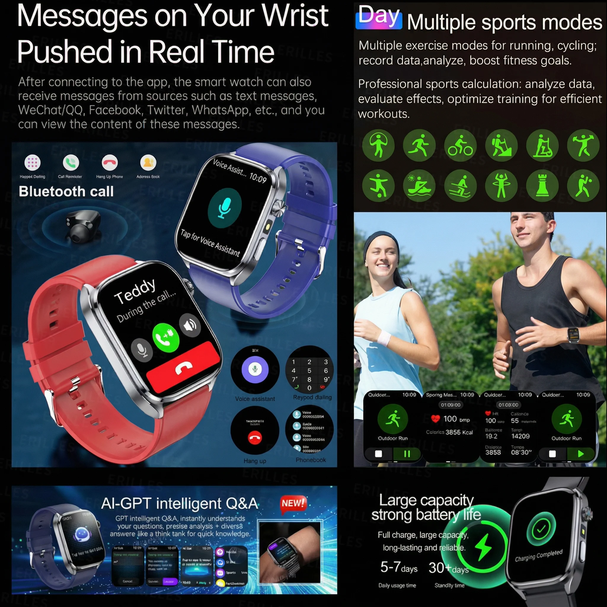 2026 New AI Uric Acid Analysis Health Smart Watch ECG+PPG Body Fat BP Blood Oxygen Call AMOLED Screen Smart Watch For Men Women