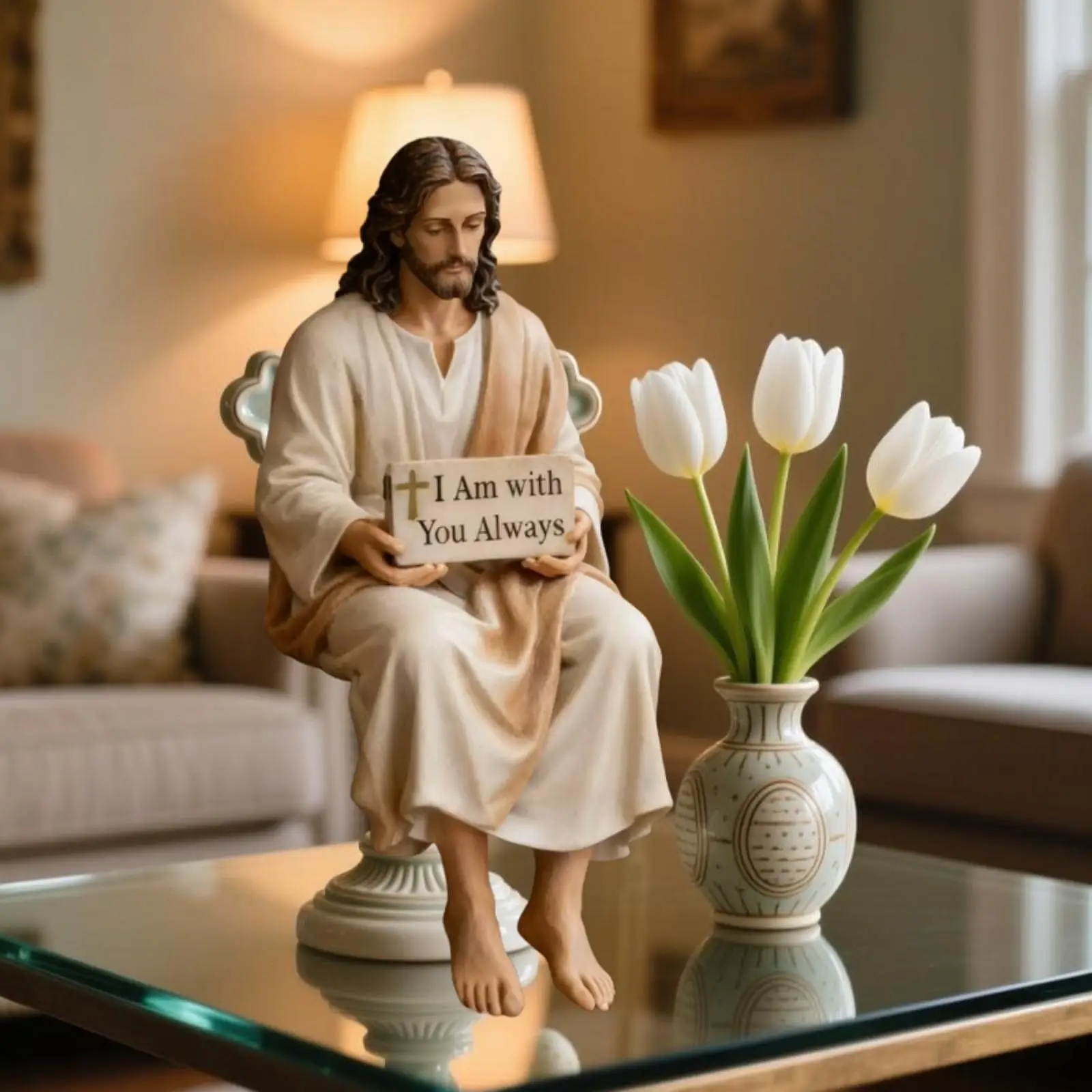 Resin Jesus Christ Statue Gift for Car Dashboard Tabletop Easter Decorations Men's Home Garden Ornament