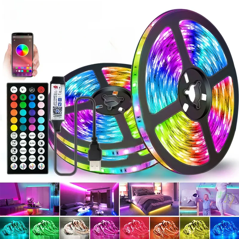 Luz de tira LED para decoração do quarto, TV Smart Bluetooth LED Backlight, Ice String, Decoração do