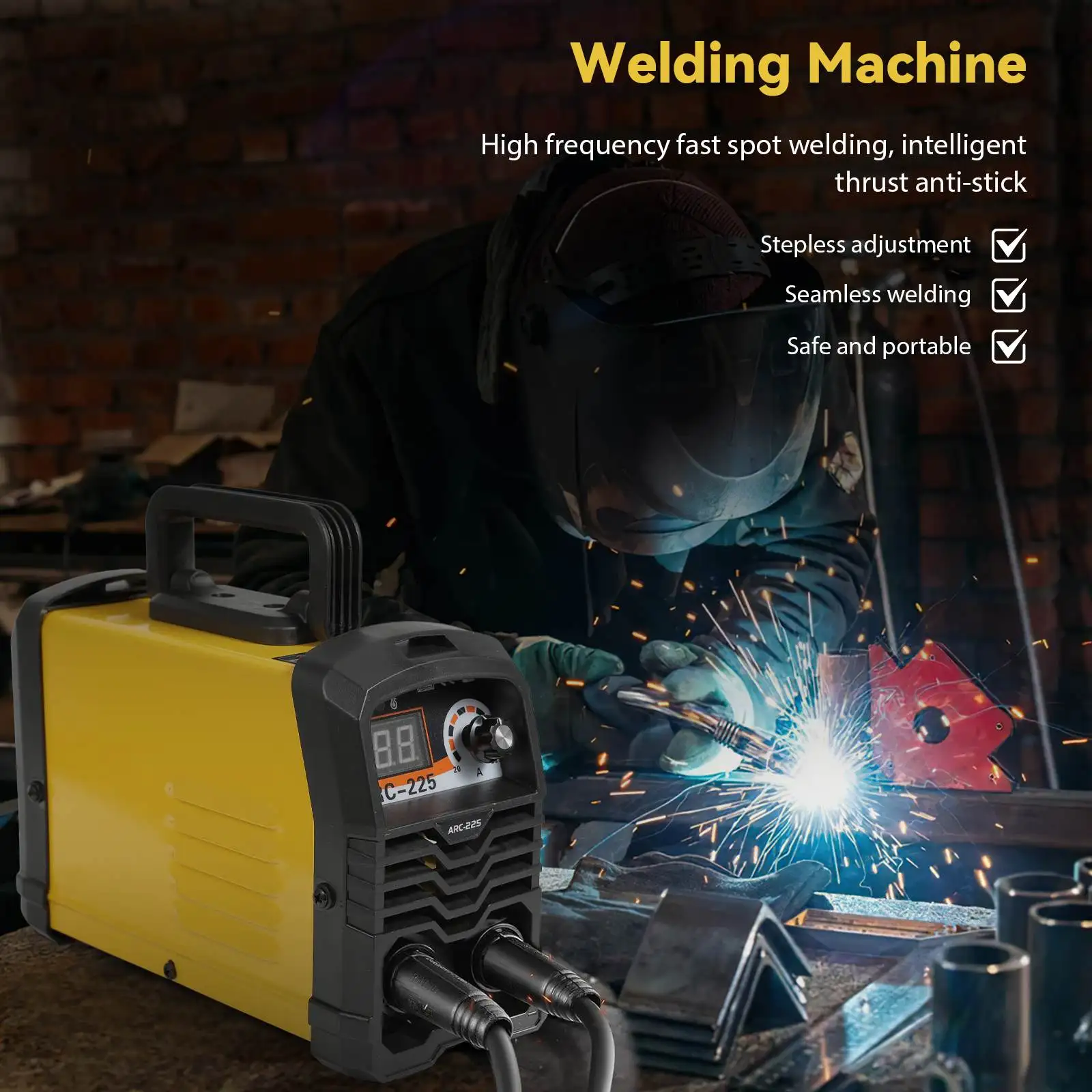 220V ARC 225A Welding Machine All Copper transform bivolting Pass transform invert DC 3500W MMA Welder Equipment