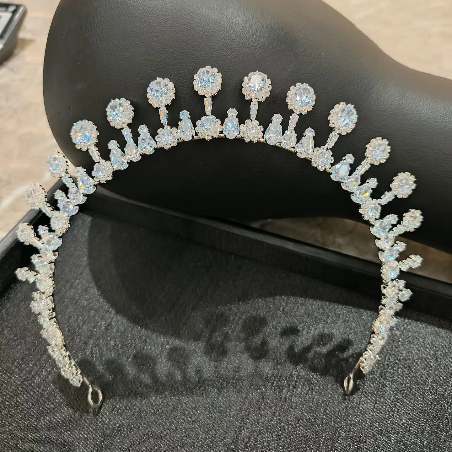 Diadema Lengthened Headband CZ Bridal Crown Women's Crystal Pageant Party Jewelry Wedding Tiara Hair Accessory
