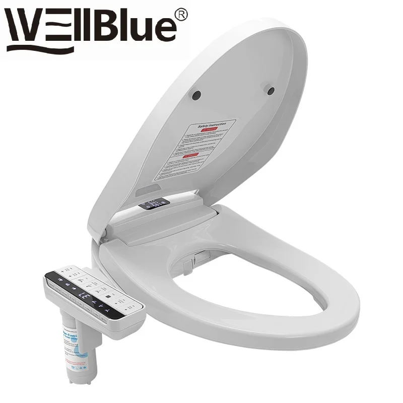 Sedile Bidet Intelligente WEllBlue con Telecomando Riscaldamento istantaneo, asciugatore ad aria calda, coperchio riscaldato. Detergente Intimo Femminile. Facile da Installare. 2 Filtri ﻿