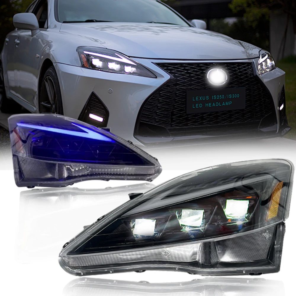 Pair Of Car Headlight Assembly For Lexus IS300/250/200 2006-12 LED Flowing Water Flicker Plug and Play Head Lamp DRL Headlights