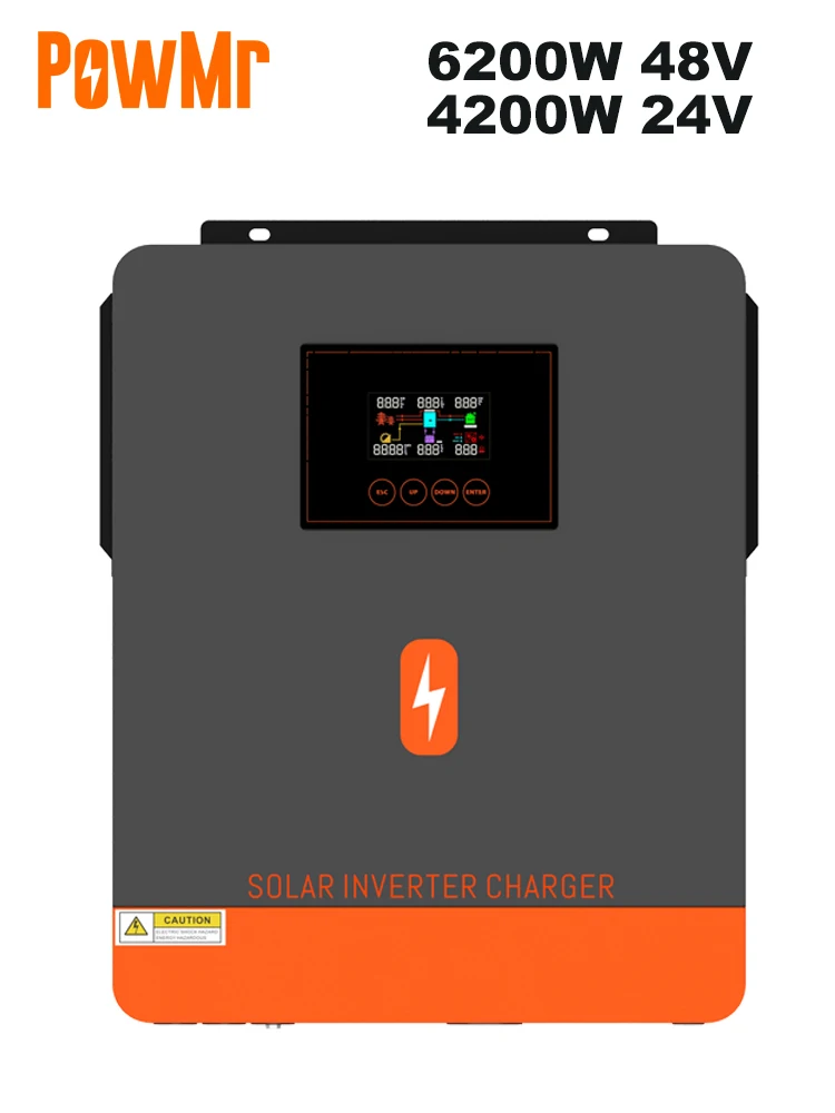 PowMr 10.2KW 6.2KW 4.2KW Hybride Solar Inverter 24V 48V 220V On/Off Grid Inverter Dubbele Uitgang met MPPT 160A 120A Solar Charger - afbeelding 2