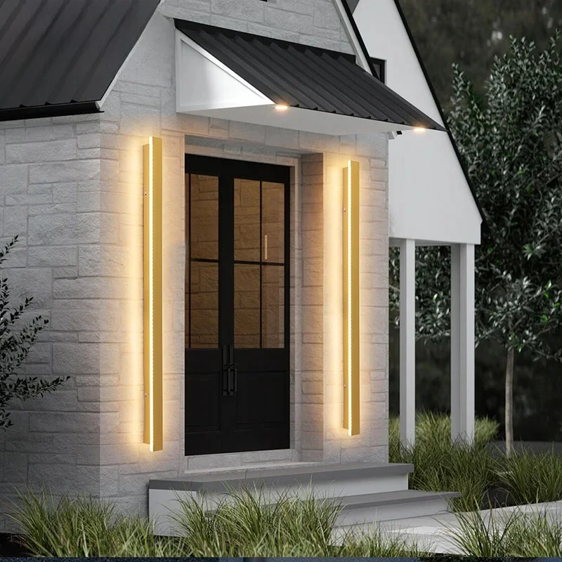 IP65 Waterproof Outdoor Wall Light Long Linear Garden Lamp Motion Sensor LED Porch Lighting Fixtures 110v 240v Sconces for Villa