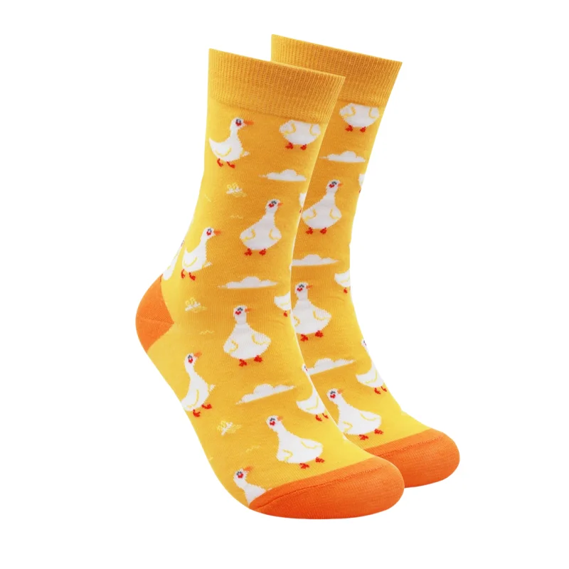 1 Pair Cartoon Duck Print Socks, Comfy  Cute Animal Mid Tube Women Socks For All Seasons