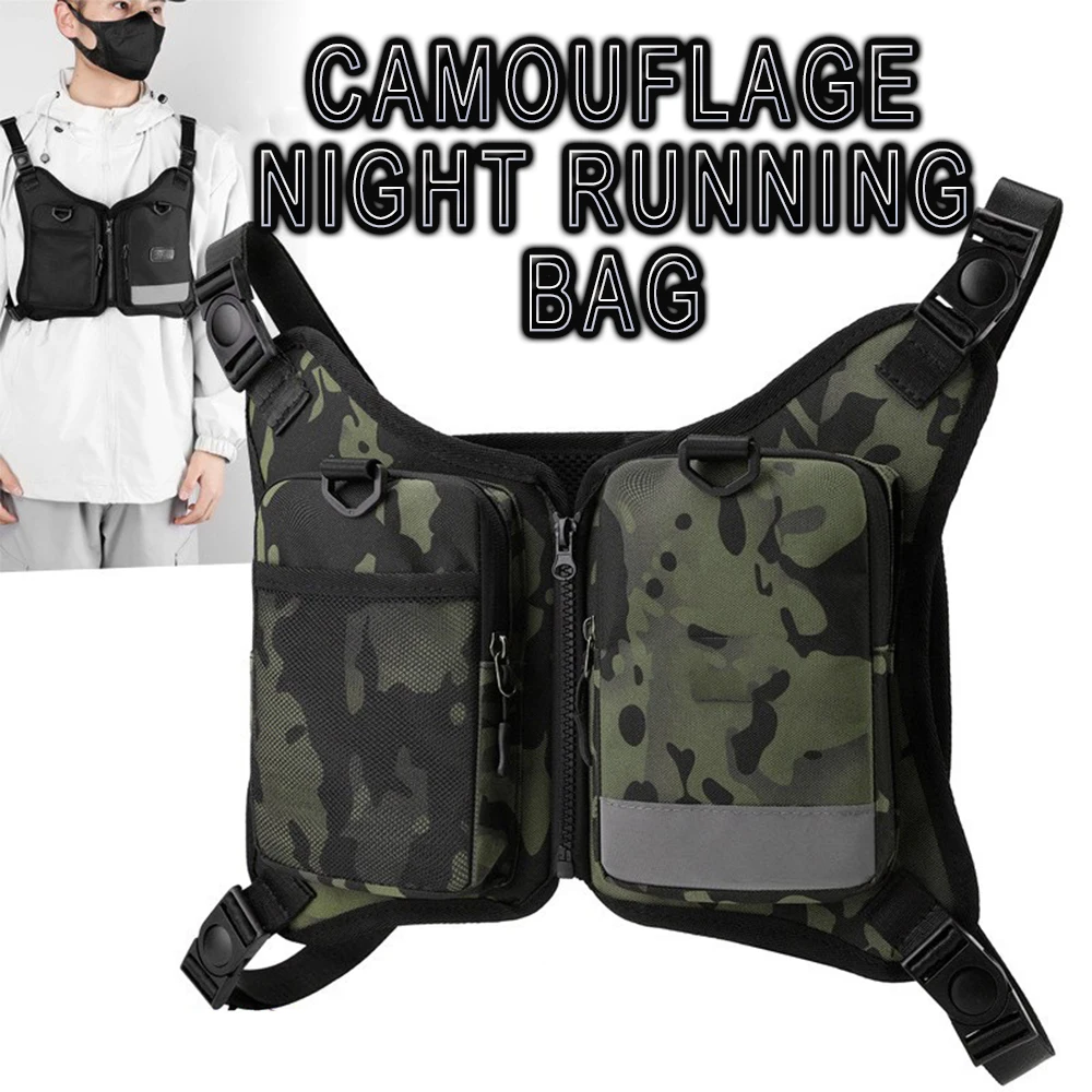 

Function Chest Bag Outdoor Sports Fitness Men Protective Reflective Top Vest Tactical Chest Rig Holster Pack for Cycling Fishing