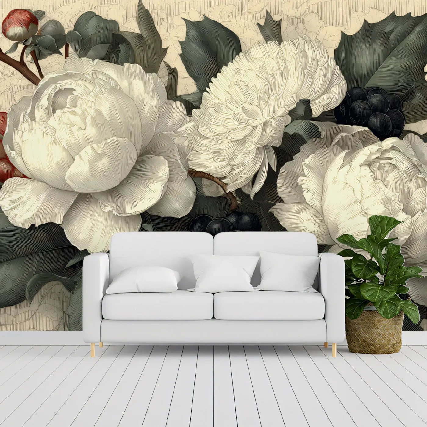 Floral Wallpaper for Baby Room Peel and Stick Wall Decor