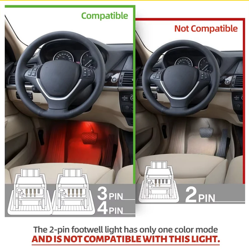 Footwell Ambient Lighting For BMW 1 2 3 4 5 6Series F20 F21 F22 F23 F30 F31 F34 F32 F36 M2 M3 M4 LED Under Dash Courtesy Lights