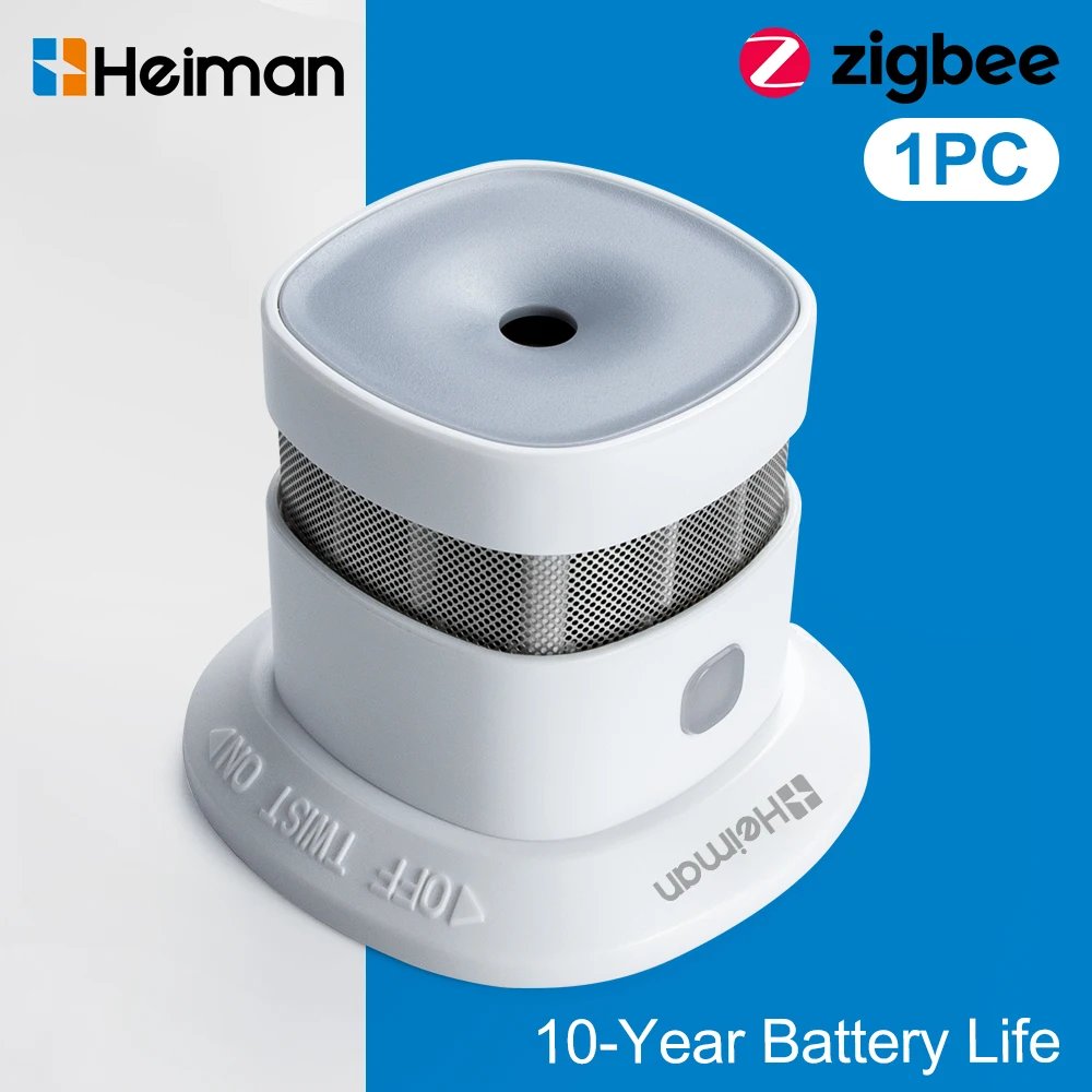 HEIMAN Zigbee Rookmelder – Brandalarmsensor, Hoge Gevoeligheid, Smart Home Systeem, Veiligheidsbescherming, Gratis Verzending