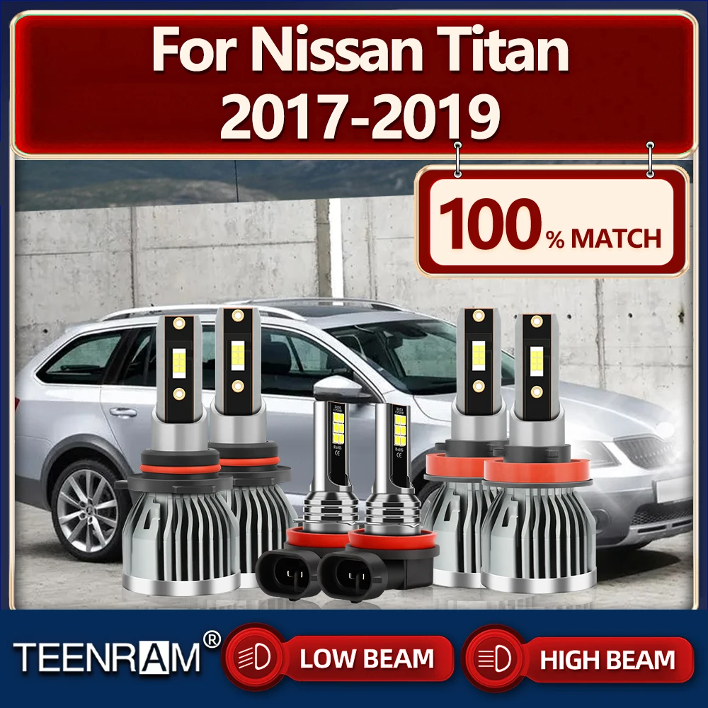 

60000LM Canbus LED Headlight 360W Plug-N-Play Car Lights 6000K White Auto Fog Lamps 12V For Nissan Titan 2017 2018 2019