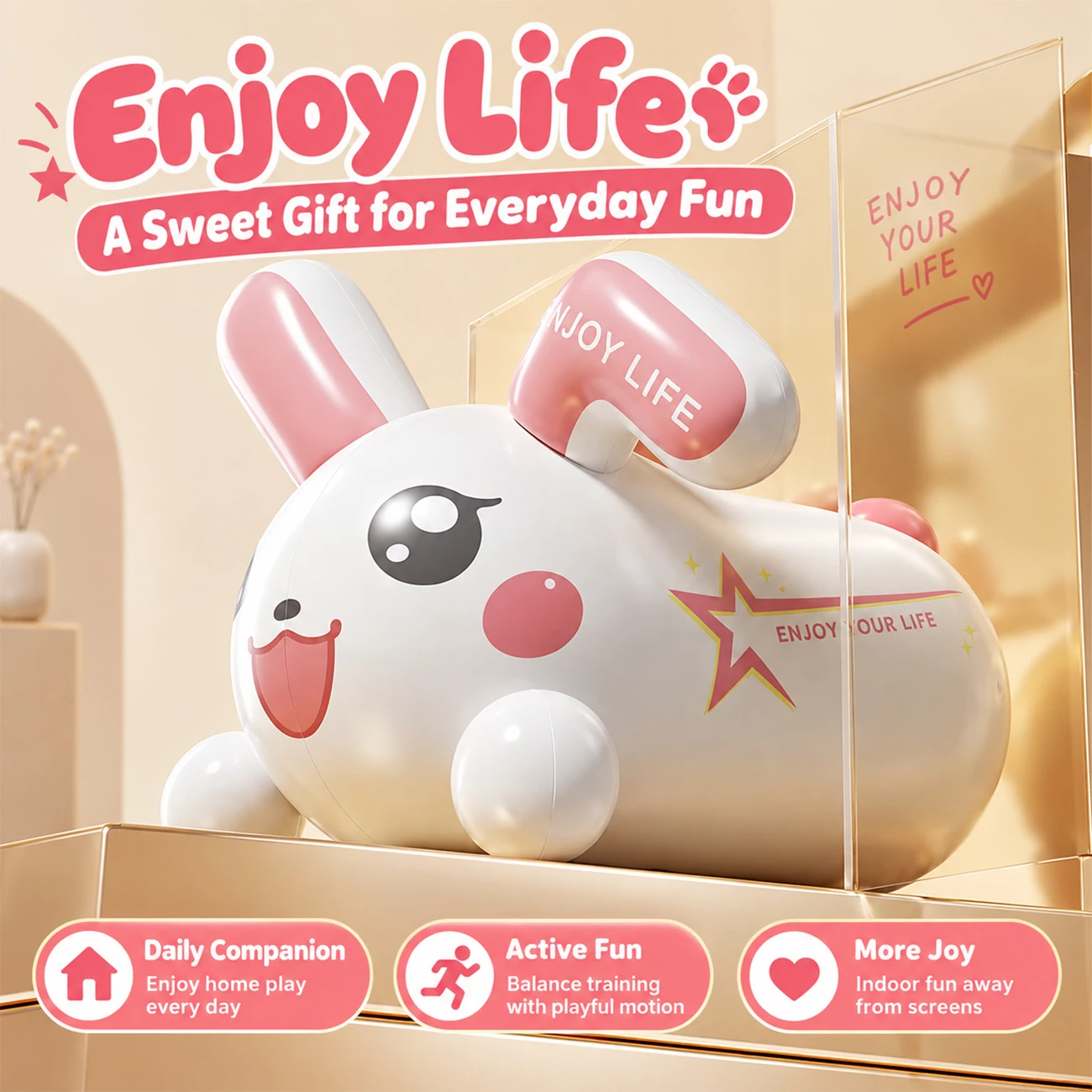 1PC Inflatable Bouncing Animal Ride Hopper Rabbit Dinosaur Jumping Toy Indoor Outdoor Fun Gift