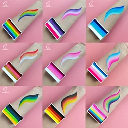 Children's professional 30g rainbow split cake face painting body painting makeup is non-toxic, safe and easy to clean.