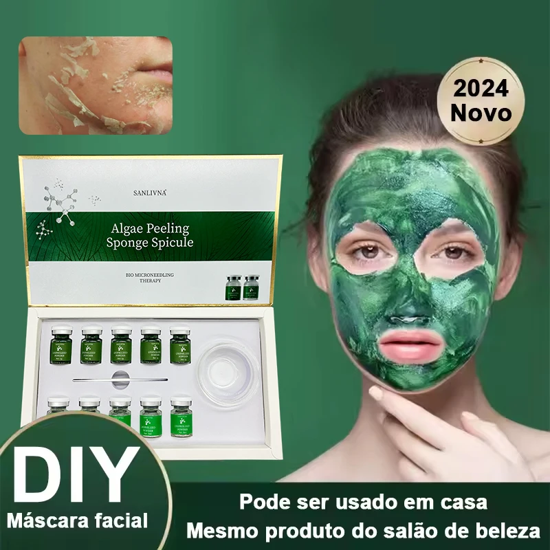 Kit de exfoliación de algas para blanquear melasma, bio-para el tratamiento del acné, aguja de silicona de algas marinas faciales funcional MaSk