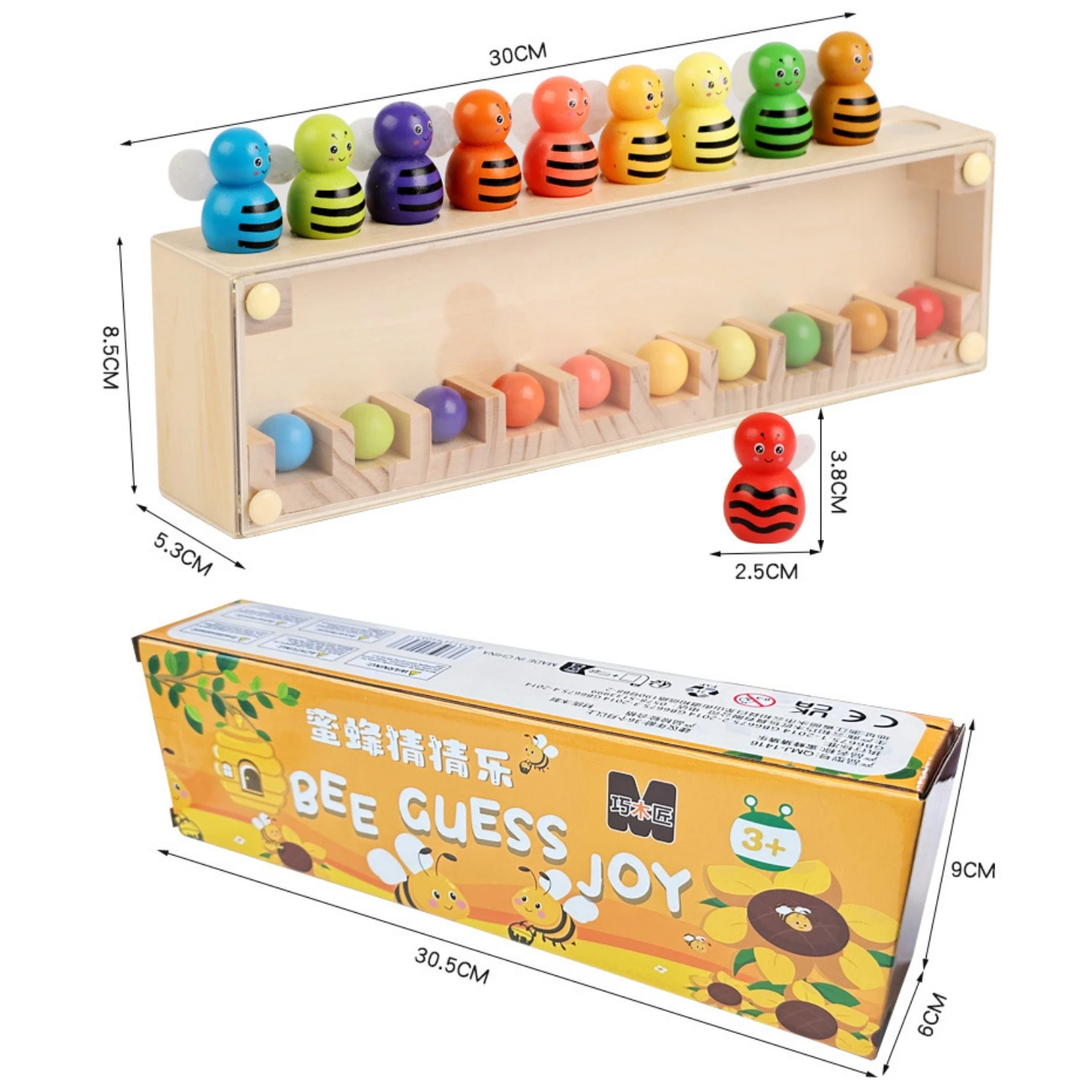 Color Matching Early Education Toys Wooden Bee Color Sorting Toy Montessori Toy Logical Thinking Game for Boys Girls Toy Gifts