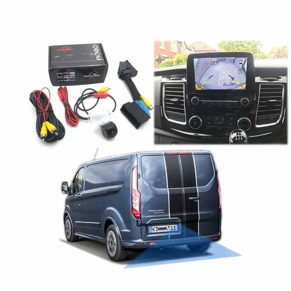 VKAUTO Achteruitrijcamera Voor Ford Custom Transit Mk8 Met Sync 3 2018 ~ Adapter Kabel Backup Parkeren Achteruitrijcamera kit CCD HD - afbeelding 2