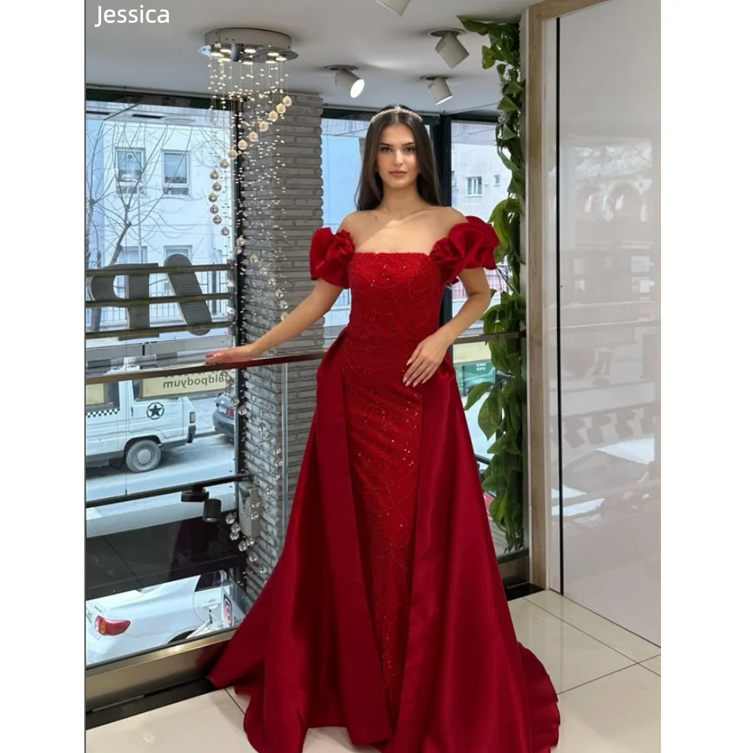 Jessica Red Luxury Evening Dresses Glitter Beads and Sequins Prom Dresses Self-cultivation  Formal Occasions Party Dresses