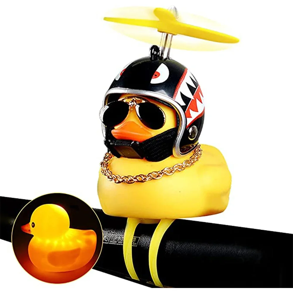 AliExpress Lovely Rubber Yellow Duck Bike Bell Kids Bike Horn Squeeze Duck Bicycle Horns with Propeller Helmet