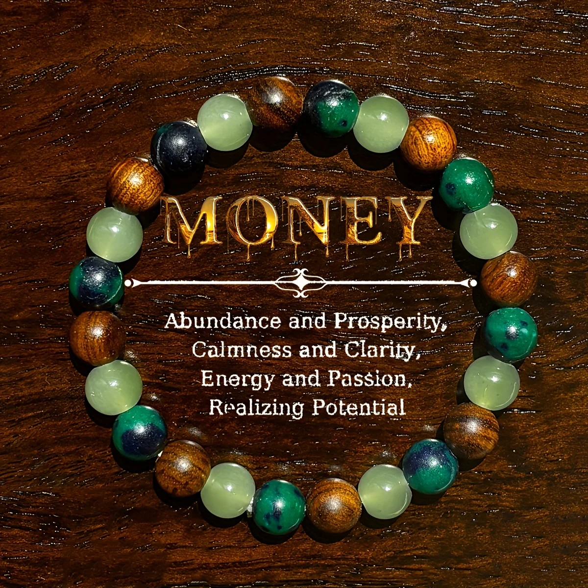 1pc/ Attract Wealth and Prosperity Bracelet Made of Natural Stone with Wooden Beads Handmade Bracelet Men Women Jewelry Fashiona