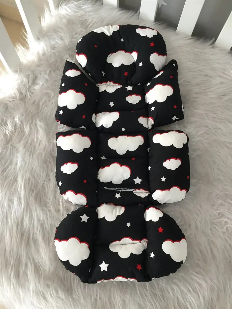 Handmade Black Cloud Patterned Baby Stroller Cushion