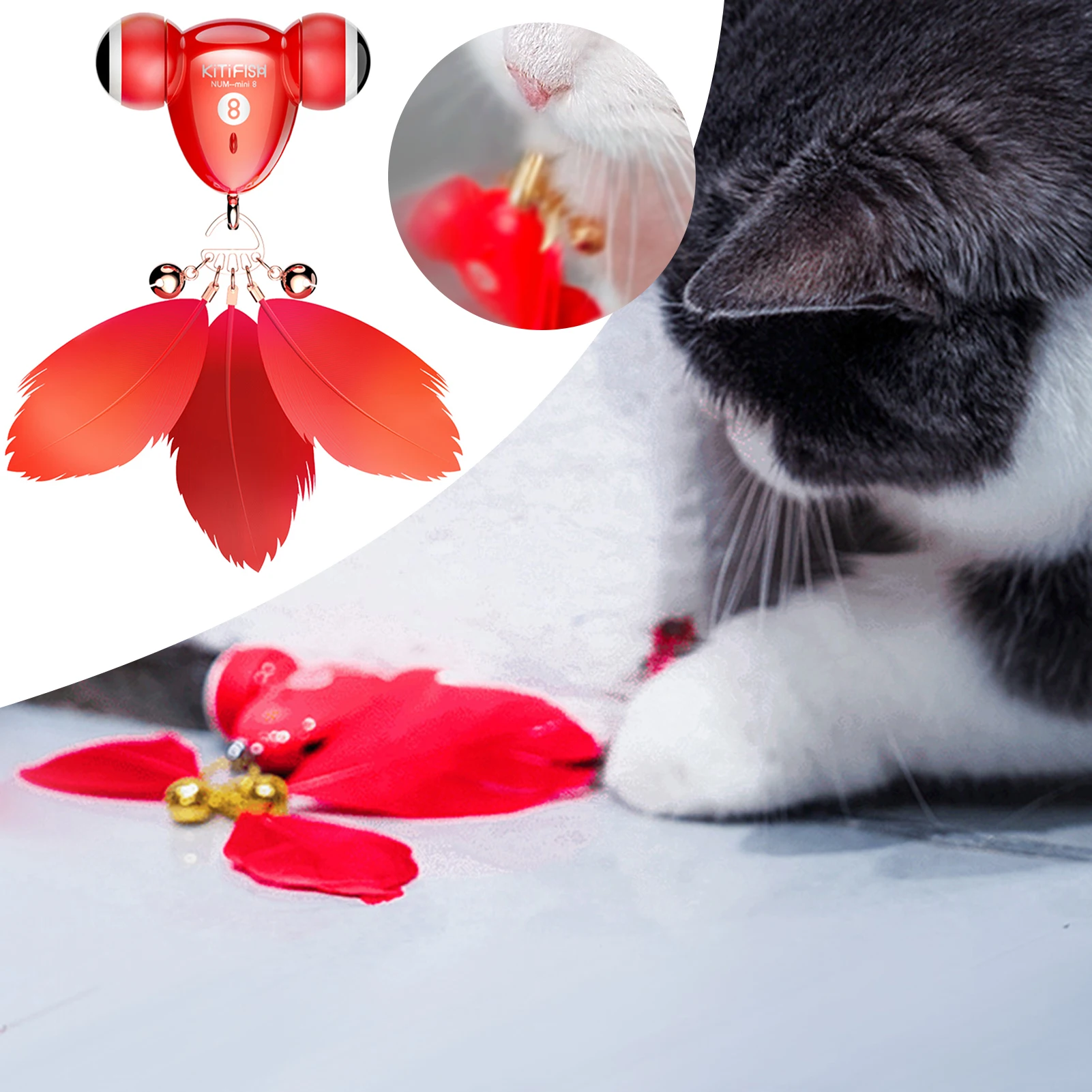 Smart Interactive Cat Toy Goldfish Design USB Rechargeable Electric Teasing Toy with LED Lights for Small Pets