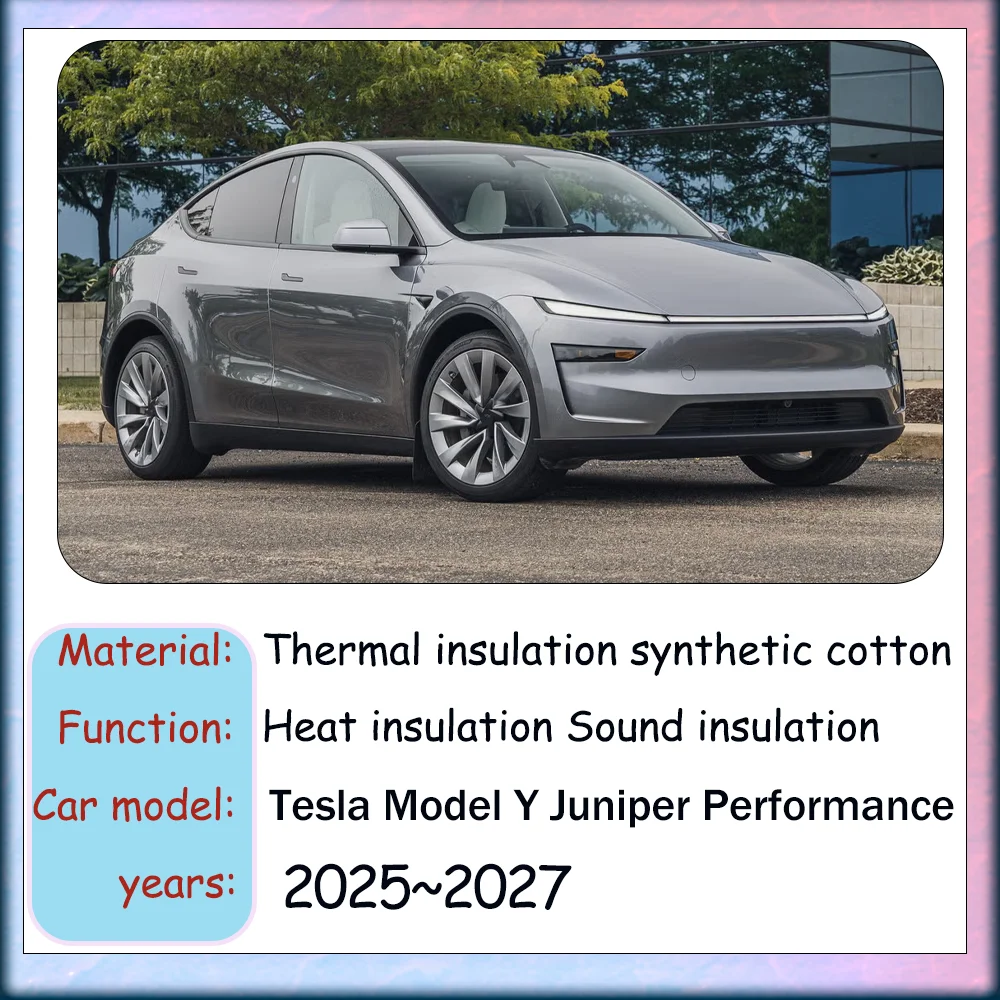 For Tesla Model Y Juniper 2025~2027 2026 Car Hood Engine lining Engine Thermal Insulation Cotton Soundproof Mat Accessories