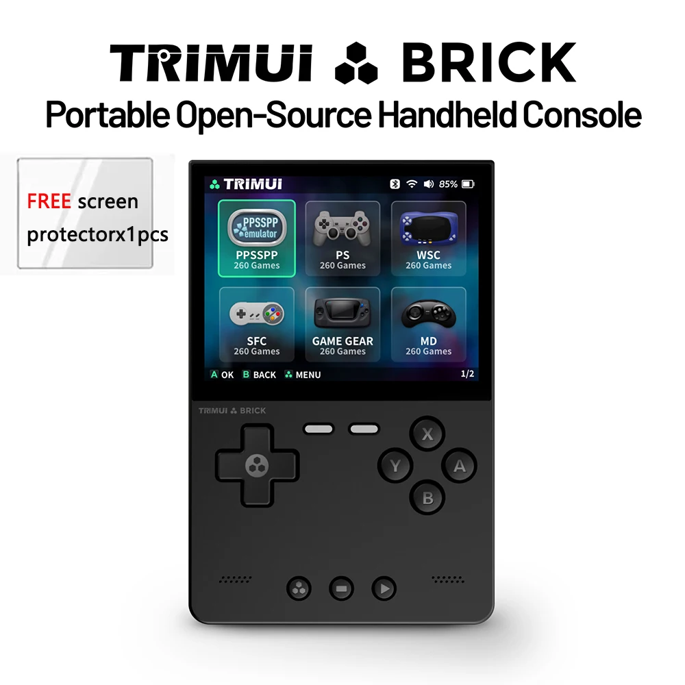 

Trimui Brick Retro Handheld Gaming Console 3.2-Inch HD IPS Screen Portable Open-Source Design, Allwinner A133P Chip