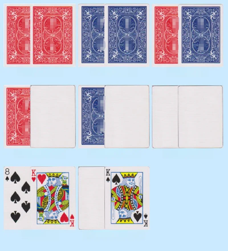 Cartes magiques spéciales Gaff, 8 pièces, tours de magie rouge/bleu, Double visage/arrière/blanc, visage/blanc pour accessoires de magicien