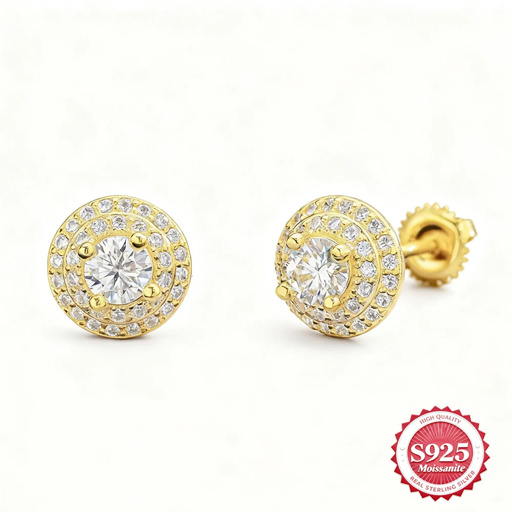 

Серьги-гвоздики из серебра 925 пробы Halo D VVS с синтетическим муассанитом, повседневная одежда, ювелирные изделия, хип-хоп, мужские и женские подарки на день рождения и помолвку