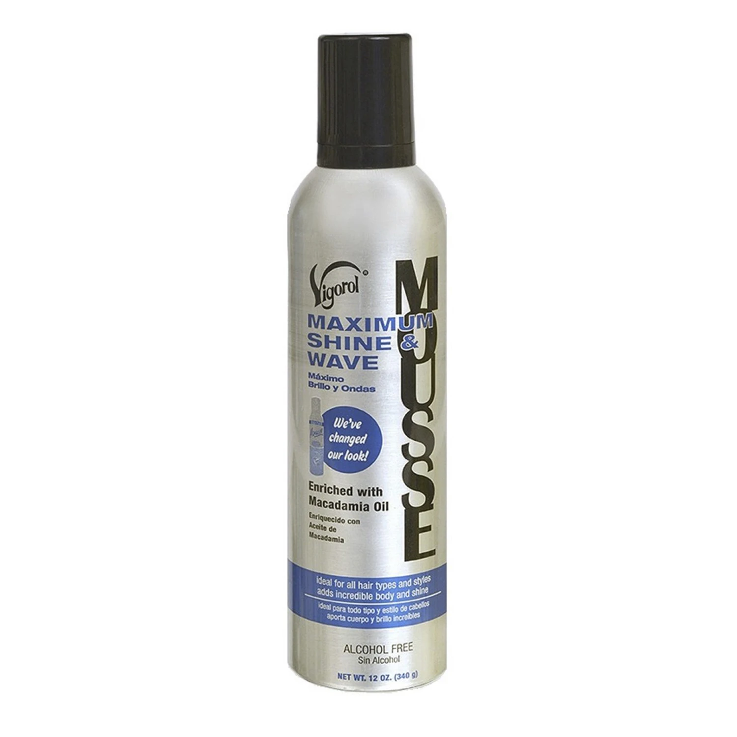 Vigorol Maximum Shine & Wave Foaming Mousse 12oz - Enhances Waves, Adds Shine, Lightweight, Frizz Control