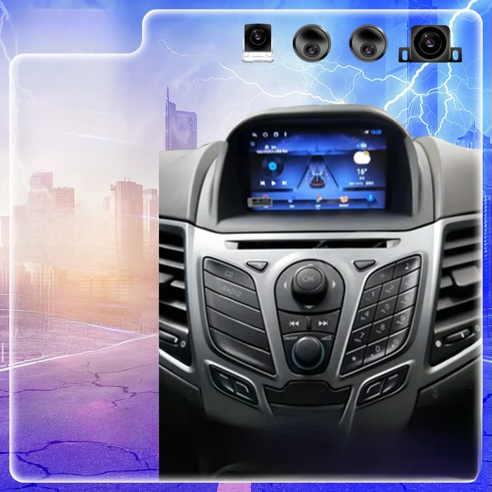 6 + 128G Android 13 Autoradio Multimediaspeler Voor Ford Fiesta Mk6 Mk7 2009 2010- 2016 Gps Navigatie Auto Stereo Video Headunit - afbeelding 2