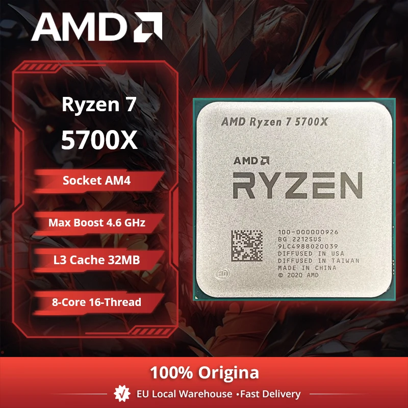 Procesador de Escritorio AMD Ryzen 7 5700X, 8 Núcleos/16 Hilos, 4.6GHz, 32MB de Caché, AM4, Sin Enfriador Incluido
