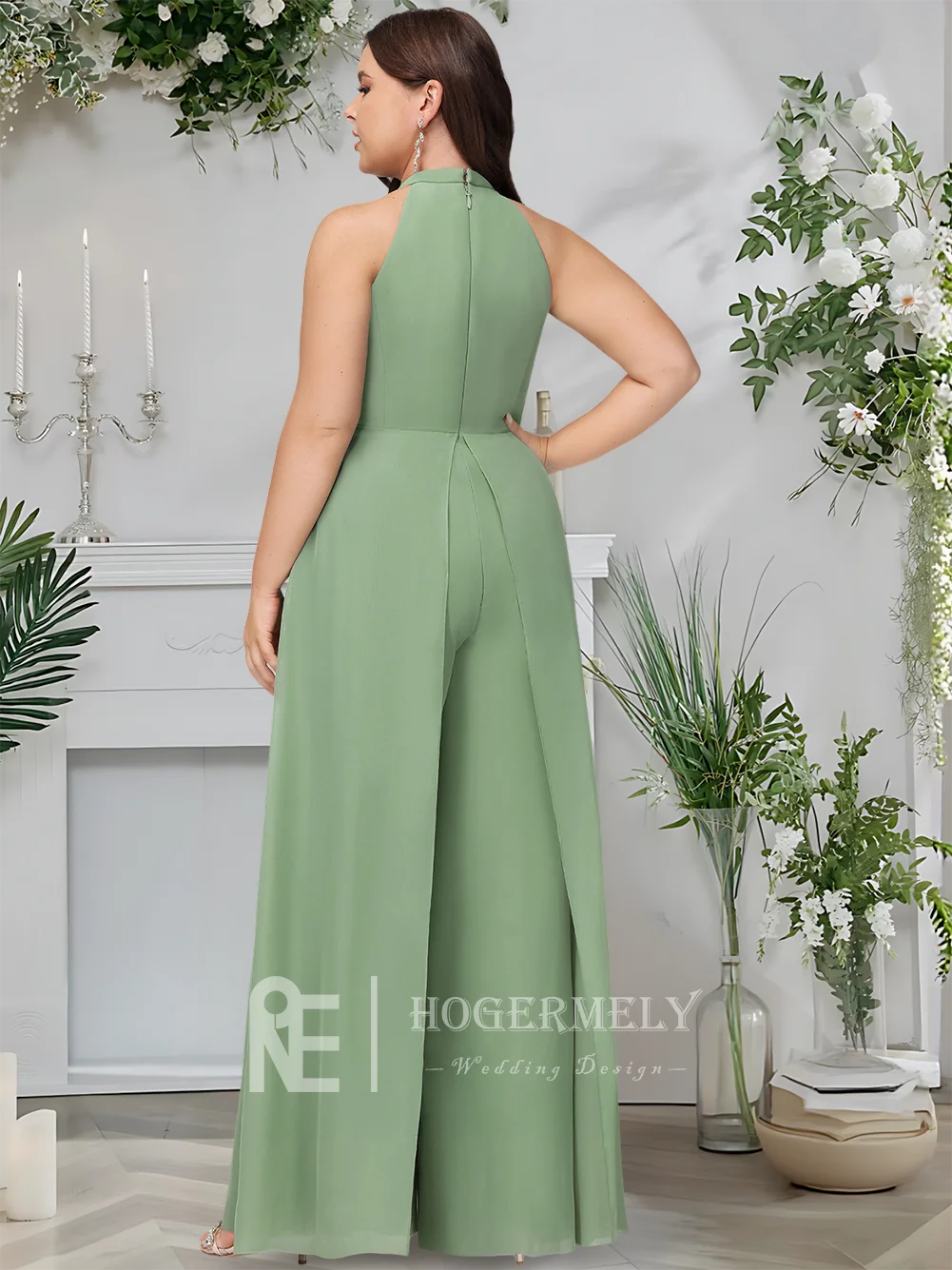 高級イブニングドレス ストーミー Aライン マキシレングス シフォン プロムドレス 非対称 カスケードフリル レース フォーマル ウェディングパーティー