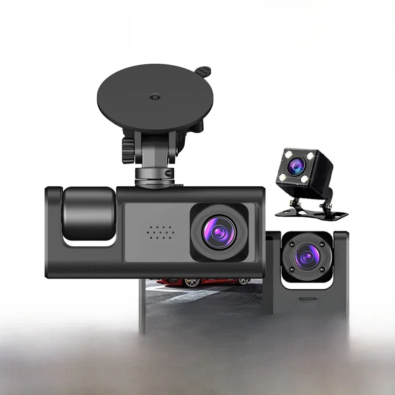 3 canaux Dash Cam HD 1080P 3 lentilles à l'intérieur du véhicule voiture DVR caméra à trois voies DVR enregistreur enregistreur vidéo Dashcam caméscope