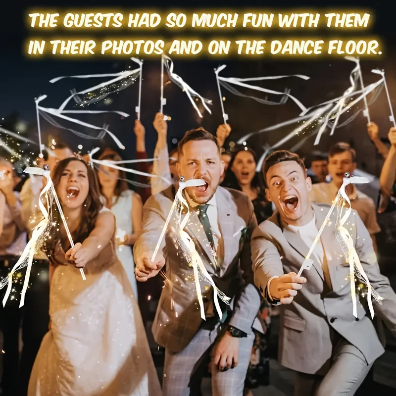 30 قطعة من أعواد الزفاف المضيئة بشريط LED مع أجراس، إرسال خروج الزفاف، دعائم أرضية الرقص، هدايا الزفاف #2