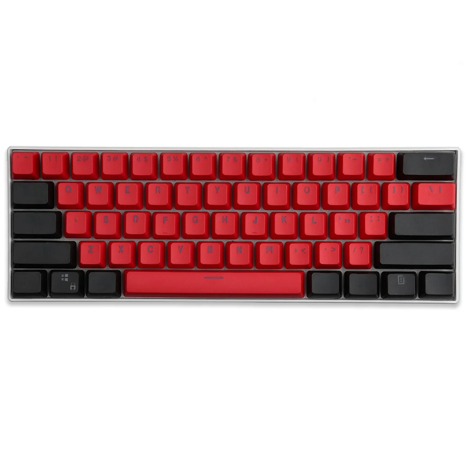 (Tylko nakładki na klawisze) Czarno-czerwone nakładki na klawisze RK 61/87/104, materiał PBT, profil OEM, podświetlane, dwukolorowe nakładki na klawisze do klawiatury mechanicznej. — zdjęcie produktu 7