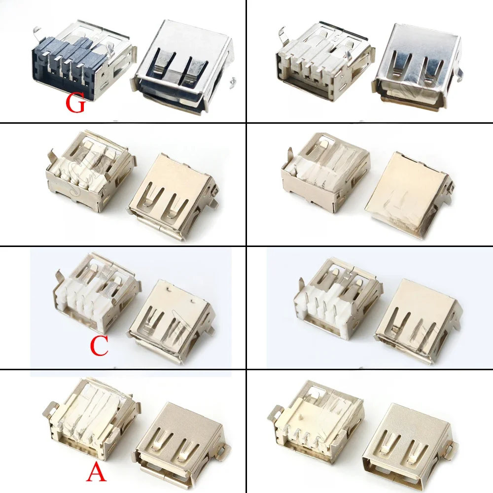 10 sztuk USB 2.0 typ A żeńskie gniazdo Jack 4Pin DIP złącze lutownicze PCB gniazdo USB-A typu kąt prosty — zdjęcie 2