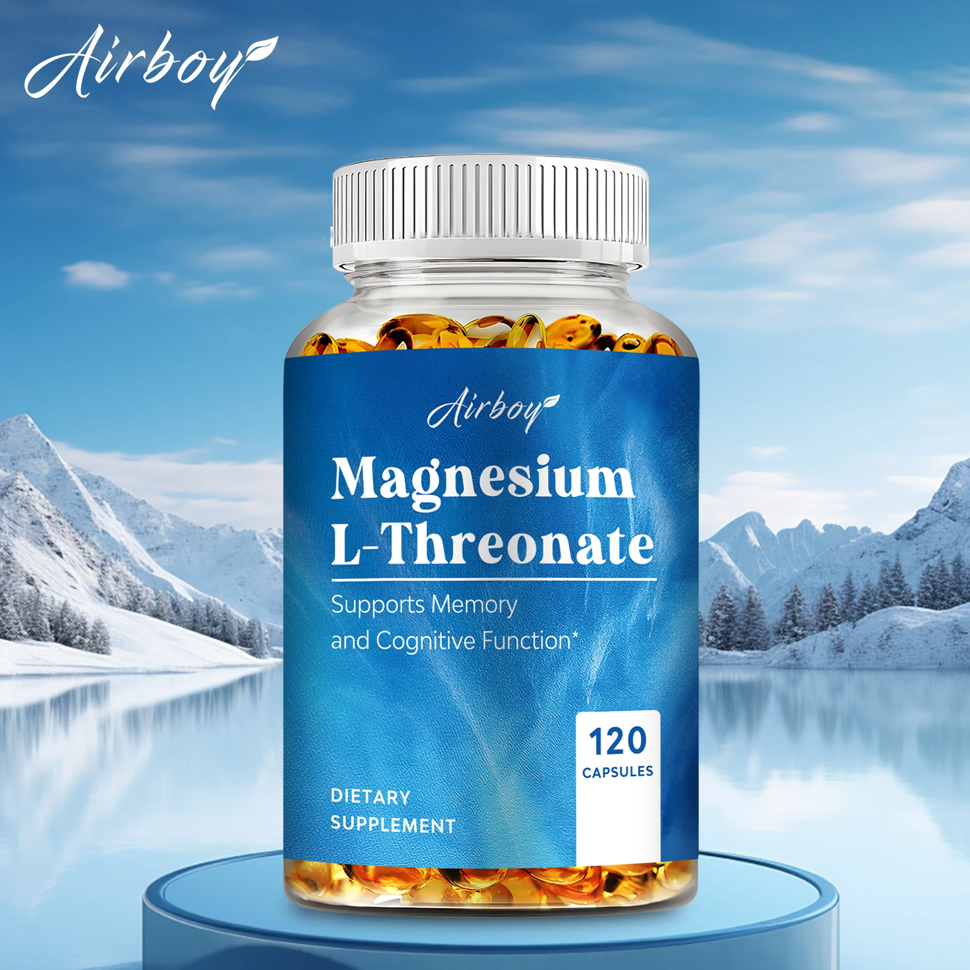 Magnesium L-threonate - Focus and Memory Enhancer, Supports Nerve Function, Muscle Strength, Bone Health - 120 Capsules