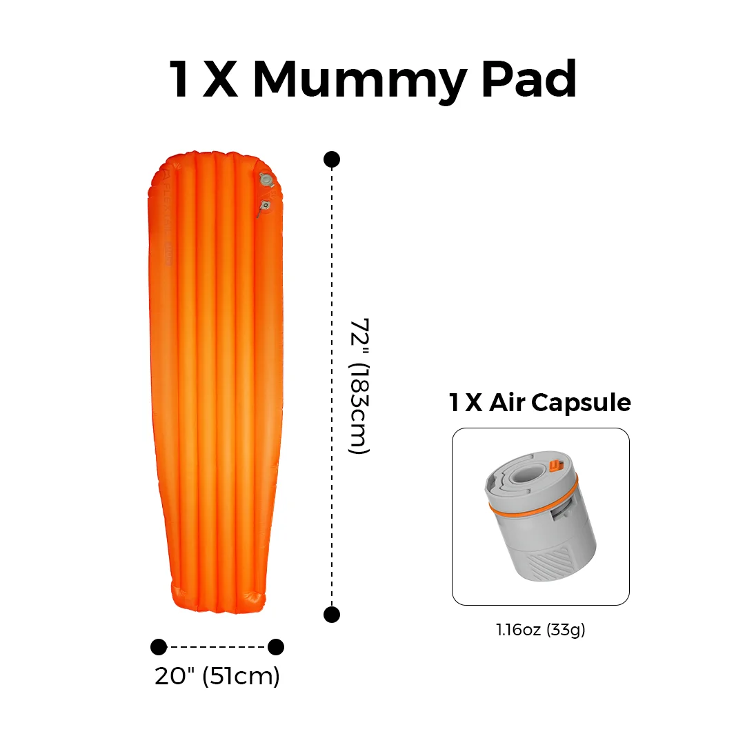 FLEXTAIL TINY SLEEPING PAD - Geïsoleerd slaapmatje met ingebouwde pomp, automatische inflatie/aflatie, lichtgewicht ontwerp