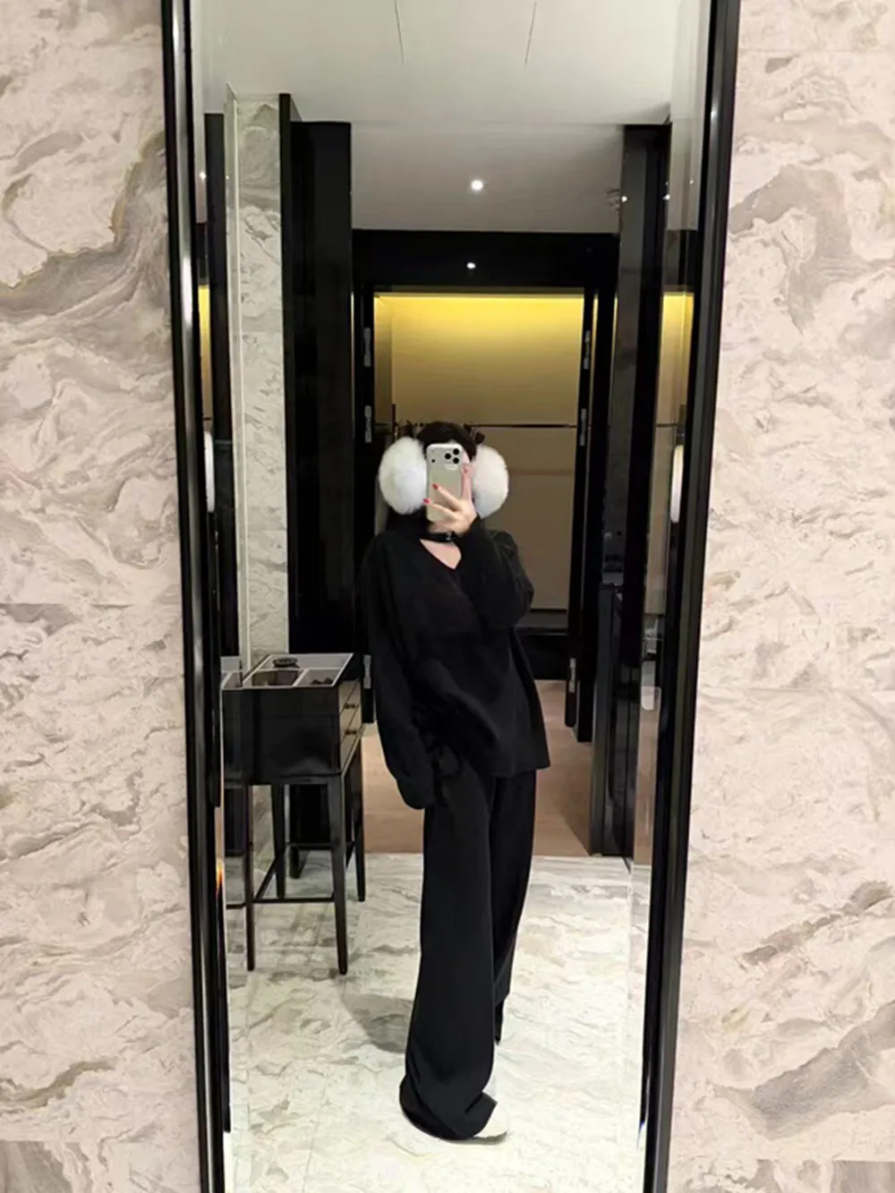 

Women's new lazy style knitted suit, hanging neck V-neck long sleeved knitted shirt top+high waisted casual pants