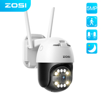 ZOSI 5MP HD WIFI IP Camera Outdoor Color Night Vision 5x Zoom Wireless Video Surveillance Camera AI Detection PTZ Security Cams