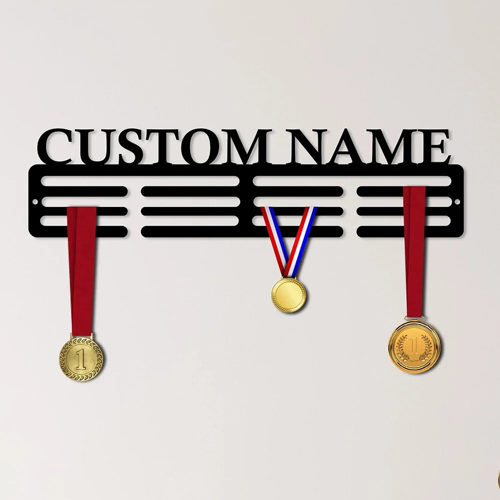 Personalized Metal Medal Rack Custom Sports Medal Holder Wall Display Organizer for Medals & Ribbons