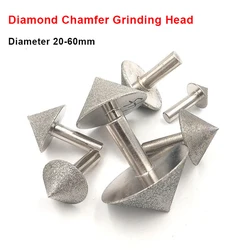 1Pcs Diameter 20-60mm Diamond Chamfer Grinding Head 90 Dregree Electroplated Conical Drill Bit For Stone Glass Ceramics Tool