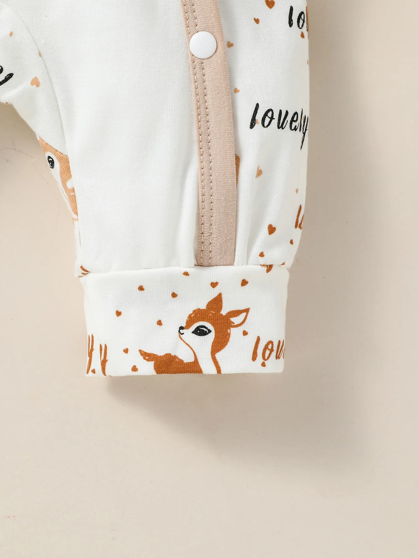 4PCS Baby unisex Long Sleeve Round Neck Animal Print With Button Casual  Jumpsuit +Bib+Hat+Gloves