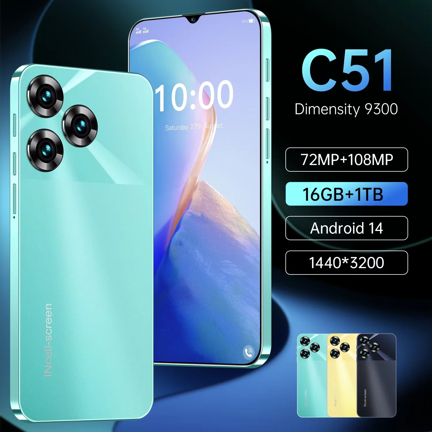 

2024 New C51 Smartphone 6.8 inch Full Screen 4G/5G Cell Phone 16TB+1TB 6800mAh Mobile Phones 108MP Global Version Celulares