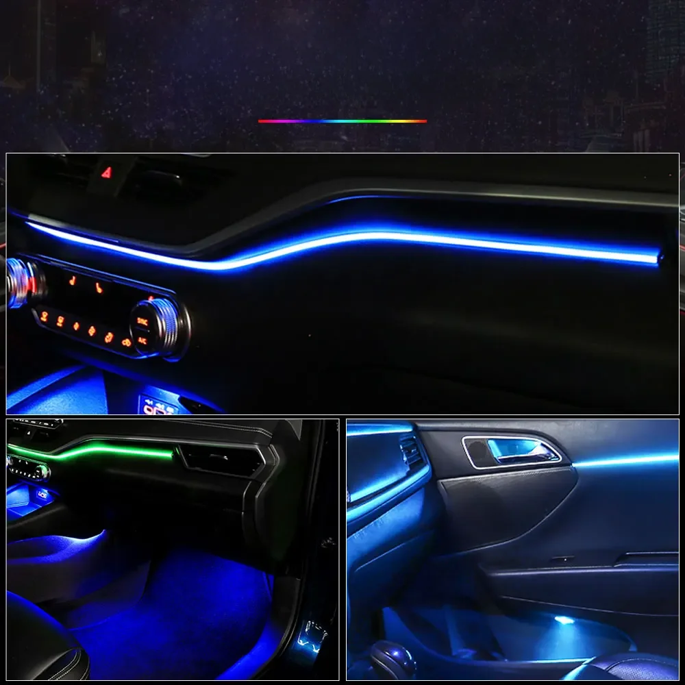 6/18 in 1 rbg 64 Farbe Auto Umgebungs leuchten Innen Acryl Streifen Lichtleiter Glasfaser Innendekoration Atmosphäre Lampe