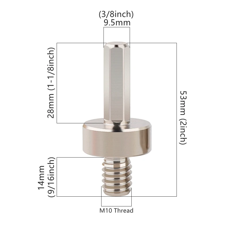 5/8-11" M10 M14 M16 Gewinde auf 3/8'' Sechskant galvanisierter Dorn-Adapter für Diamant-Kernbohrer, geeignet für elektrische Bohrmaschinen. – Detail 8