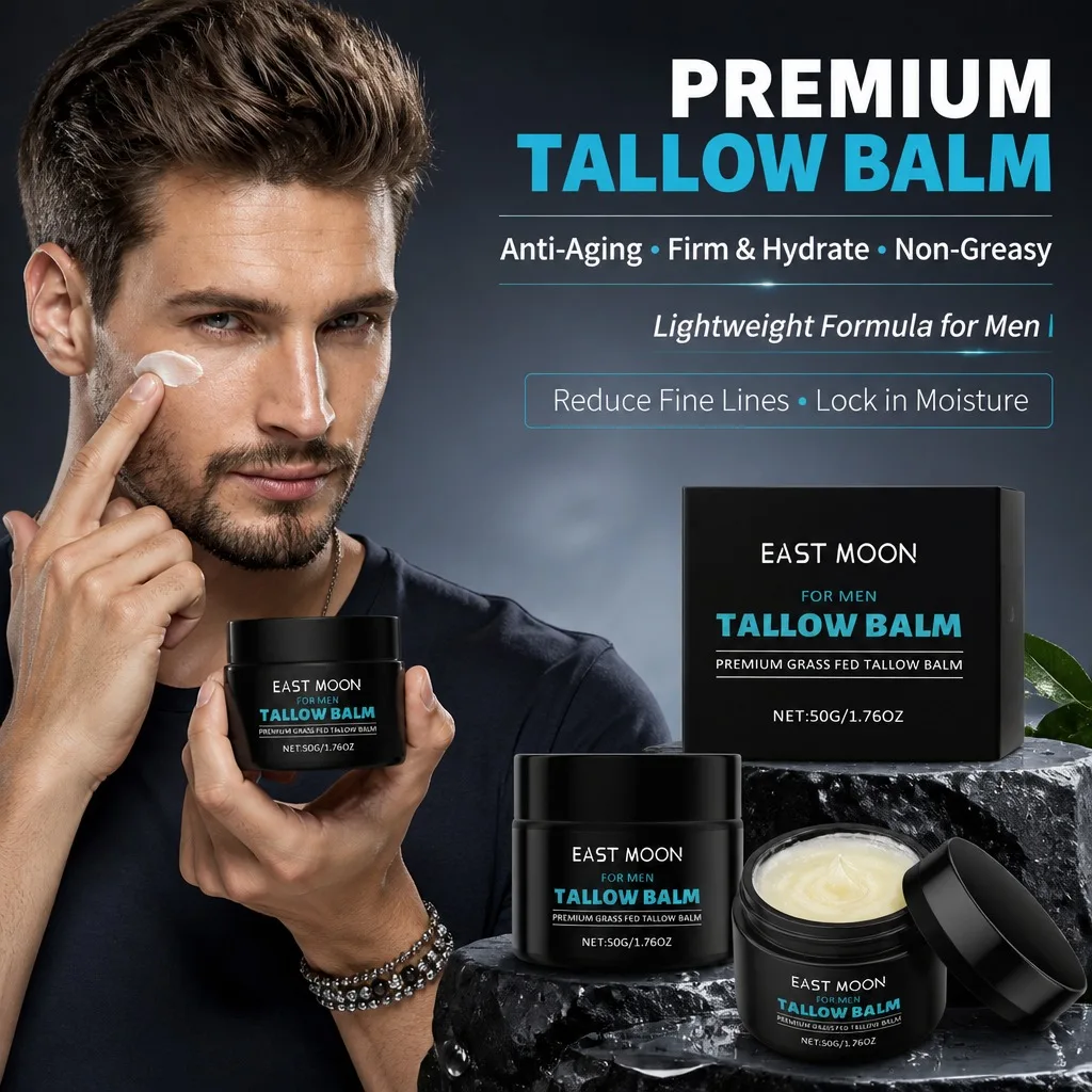 Men Beef Tallow Balm Reduces Fine Lines Firms Gentle Moisturizes Locks Moisture Lightweight Non Greasy For Daily Men Skincare