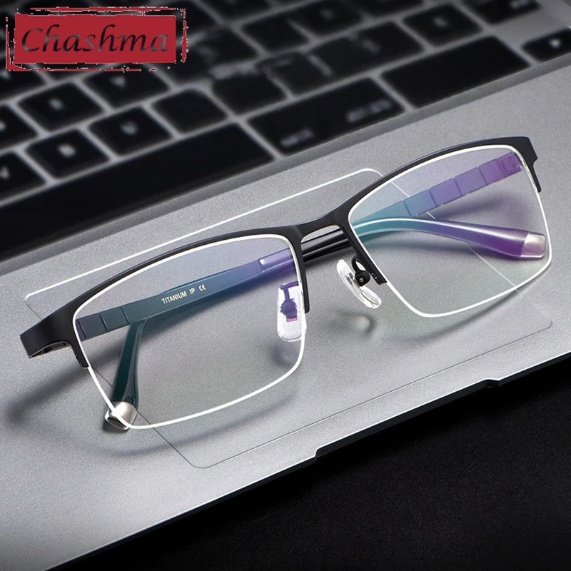 

Chashma Prescription Glasses Men Pure Titanium Optical Oversize Eyeglasses Frames for Recipe Progressive Eyewear Wide Spectacles